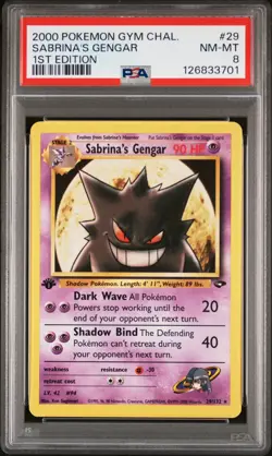 2000 POKEMON GYM CHALLENGE 1ST EDITION #29 SABRINA'S GENGAR PSA 8 - Image 1