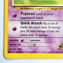 Sabrina's Abra 94/132 Pokemon TCG Gym Challenge NM Vintage 2000 Card - Image 5