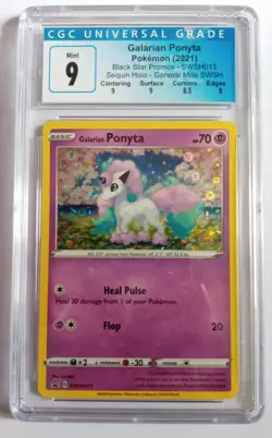 2021 Pokemon Galarian Ponyta Black Star Promo SWSH013 General Mills Sequin CGC 9 - Image 1