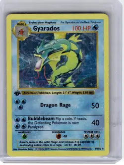 1999 Pokemon-Gyarados #6 Base Set-Rare Holo Damage Shadowless 1st Edition - Image 1