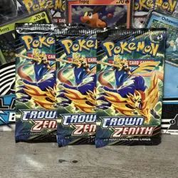 Pokemon TCG - Crown Zenith Factory Sealed Booster Pack x3 NEW - Image 1