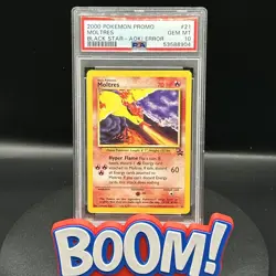 POKEMON PROMO MOLTRES #21 BLACK STAR - AOKI ERROR PSA 10 - Image 1
