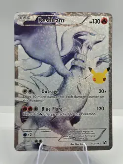Reshiram 113/114 Celebrations Classic Collection Full Art Holo NM Pokemon TCG - Image 1