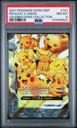 2021 POKEMON SWSH PROMO CELEBRATIONS COLLECTION #141 PIKACHU V-UNION PSA 8 - Image 1