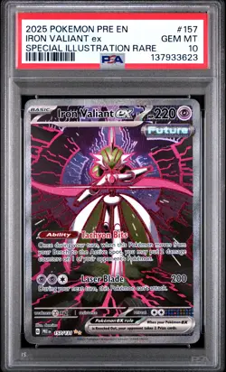 2025 POKEMON PRE SPECIAL ILLUSTRATION RARE #157 IRON VALIANT EX PSA 10 - Image 1