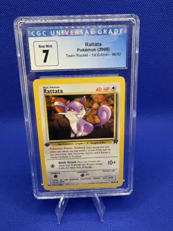 2000 Pokemon Rattata Team Rocket First Edition 66/82 CGC 7 - Image 1