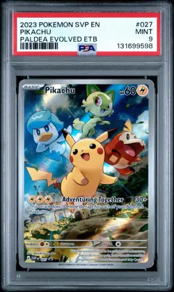 2023 POKEMON SVP EN-SV PALDEA EVOLVED ETB PROMO #027 PIKACHU PSA 9 - Image 1