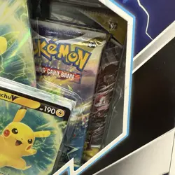 Pokemon TCG Pikachu V Box w/ 2 Evolving Skies & Brilliant Stars Booster Packs - Image 4