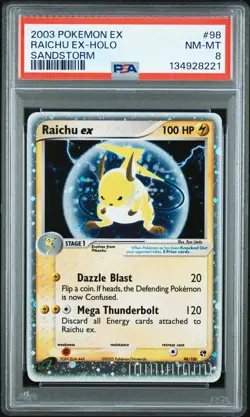2003 POKEMON EX SANDSTORM #98 RAICHU EX-HOLO PSA 8 - Image 1