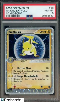 2003 Pokemon EX Sandstorm #98 Raichu EX Holo PSA 8 NM-MT - Image 1