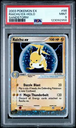 Pokemon TCG Raichu ex 98/100 PSA 9 EX Sandstorm Holo 2003 - Image 1