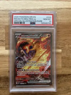 Pokemon Destined Rivals Team Rocket’s Moltres Ex SIR PSA 10 Gem Mint #229 - Image 1