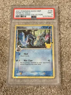 Pokemon Mimikyu Celebrations Delta Species Promo SWSH136 Black Star PSA 9 Mint - Image 1