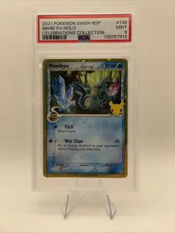 MIMIKYU HOLO PSA 9 2021 POKEMON SWSH BLACK STAR PROMO #SWSH136 CELEBRATIONS MINT - Image 1