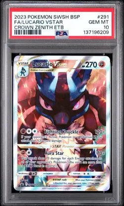 2023 Pokemon Crown Zenith Lucario VSTAR SWSH291 Promo Card PSA 10 - Image 1
