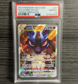 2023 POKEMON SWSH BLACK STAR PROMO #291 FULL ART LUCARIO VSTAR PSA 10 - Image 1
