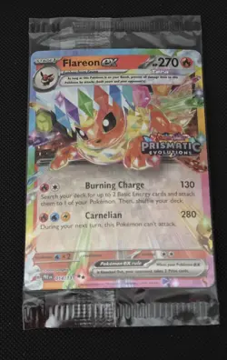 Pokemon TCG Flareon EX Prismatic Evolutions Stamped Promo Card 14/131 Sealed - Image 1