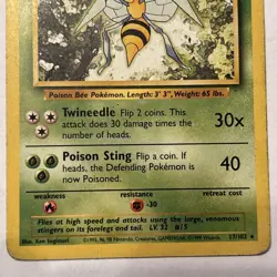 Pokemon TCG Base Set Unlimited WOTC - Beedrill 17/102 Non Holo Rare MP/LP - Image 3