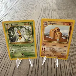 Pokemon TCG Base Set #19/102 Dugtrio LP+, Beedrill 17 bent corner , unlimited - Image 1