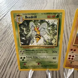 Pokemon TCG Base Set #19/102 Dugtrio LP+, Beedrill 17 bent corner , unlimited - Image 2