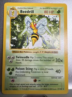 Beedrill - Shadowless - Base Set - 17/102 - English - Pokemon - LP - Image 1