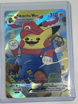Yellow Pluto Village Fanart Mario And Luigi Pikachu VMAX Series 1, 2 Card Lot - Image 1