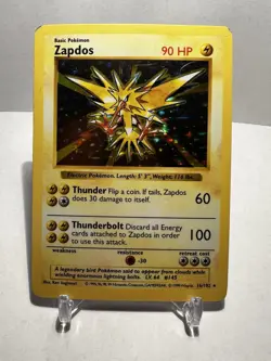 Zapdos Shadowless Holo Rare 16/102 - Pokemon - Base Set HP - Image 1