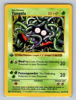 Tangela 1st Edition Base Set (Shadowless) Pokemon TCG 066/102 LP - Image 1