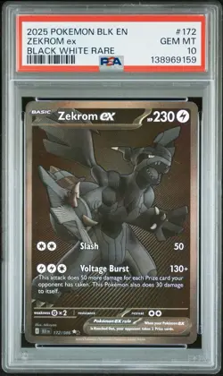 2025 POKEMON BLK EN-BLACK BOLT BLACK WHITE RARE #172 ZEKROM EX PSA 10 READ DESC - Image 1