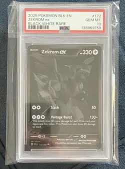 2025 POKEMON BLK EN-BLACK BOLT BLACK WHITE RARE #172 ZEKROM EX PSA 10 READ DESC - Image 4