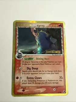 Pokemon TCG Heracross 3/101 Reverse Holo Stamped EX Dragon Frontiers DMG - Image 1