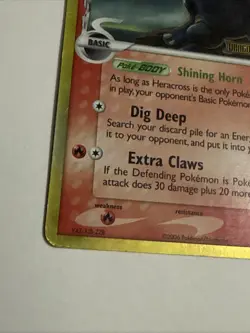 Pokemon TCG Heracross 3/101 Reverse Holo Stamped EX Dragon Frontiers DMG - Image 2