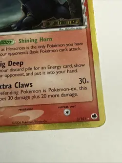 Pokemon TCG Heracross 3/101 Reverse Holo Stamped EX Dragon Frontiers DMG - Image 3