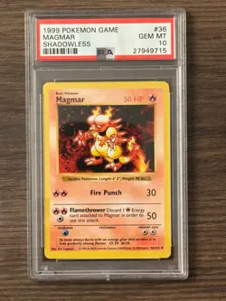 POKEMON GAME SHADOWLESS MAGMAR #36 PSA10 # 27949715 - Image 3