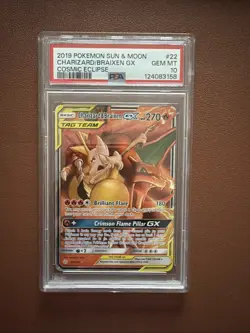 Pokemon TCG Charizard & Braixen GX Holo Ultra Rare Cosmic Eclipse PSA 10 Gem MT - Image 1