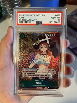 One Piece TCG Nami Alt Art OP02-036 PSA 10 Paramount War English - Image 1
