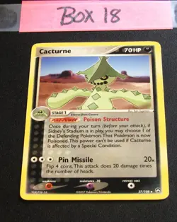 Pokemon Card Cacturne (EX Power Keepers) 27/108 -Non-Holo -Uncommon-NM - Image 1