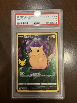 2021 Pokemon Pikachu Holo Full Art Celebrations Card 005/025 PSA 7 NM - Image 2