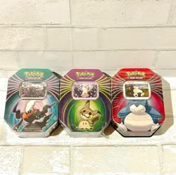 Pokemon Mighty Mysterious Trading Card Game Tin Set Darkrai, Mimikyu, Snorlax - Image 1