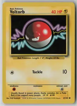 Voltorb 67/102 Pokemon Base Set Common Moderately Played Card (MP) - Image 1