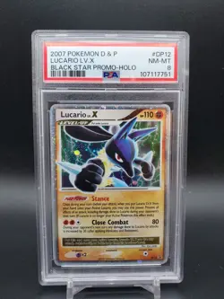2007 Lucario LV.X DP12 Black Star Promo Holo Diamond & Pearl PSA 8 Pokemon TCG - Image 1