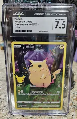 Pikachu 2021 Pokemon Celebrations Holo 005/025 CGC NM 7.5 - Image 1