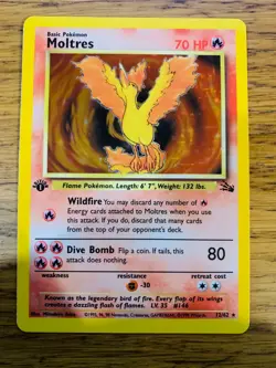 NM! 1st Edition Moltres (12/62) Holo Fossil Set Pokemon Card! FAST & FREE P&P! - Image 1