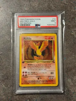 1999 POKEMON FOSSIL 1ST EDITION #12/62 MOLTRES HOLO - MINT - PSA 9 - Image 1