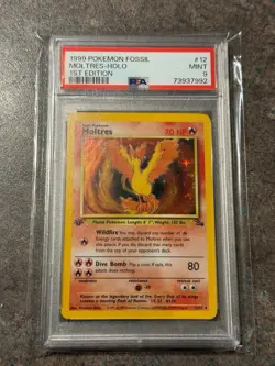 1999 POKEMON FOSSIL 1ST EDITION #12/62 MOLTRES HOLO - MINT - PSA 9 - Image 2