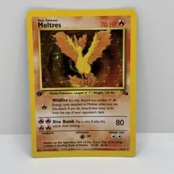 1st Edition Moltres Holo Fossil Pokemon Card 1999 12/62 LP Nice Holo Pattern! - Image 1