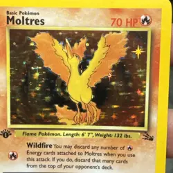 1st Edition Moltres Holo Fossil Pokemon Card 1999 12/62 LP Nice Holo Pattern! - Image 3