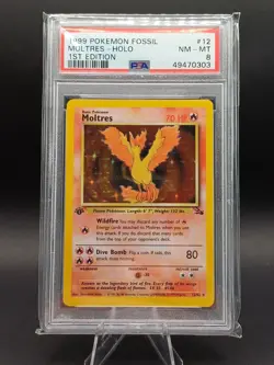 Moltres Holo #12/62 PSA 8 - Pokemon Fossil 1st Edition - Image 1