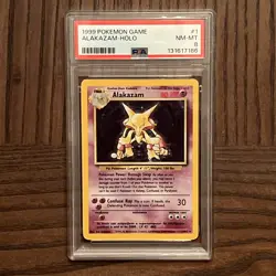 Alakazam 1/102 Holo Rare Pokemon 1999 WOTC Unlimited Base Set PSA 8 - Image 1