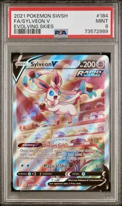 PSA Mint 9 - Sylveon V 184/203 SWSH Evolving Skies - Pokemon TCG 2021 Holo FA - Image 1